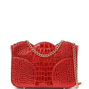 Red Leather Crossbody Structured Bag by Liselle Kiss NEW